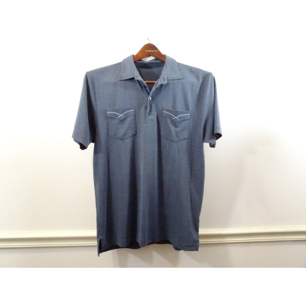 TravisMathew Mens Navy Blue Pima Cotton Blend Western Pocket Polo Shirt Large